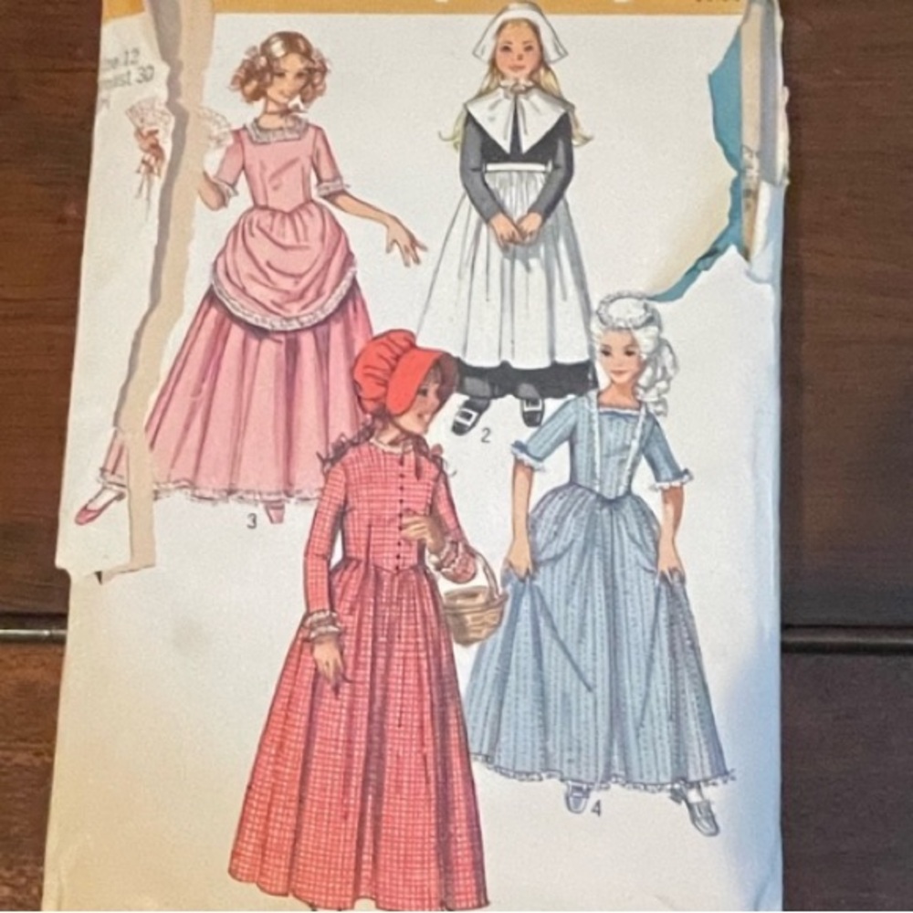 Old Sewing Patterns - 4 Girl Woman Costumes Pilgrim Witch Mermaid Pirate Barmaid